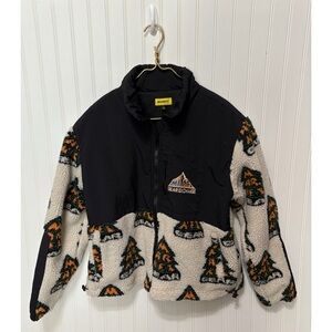 MARKET Studios Gear Exchange TreePeat Tree Print Sherpa Fleece Jacket Size Small